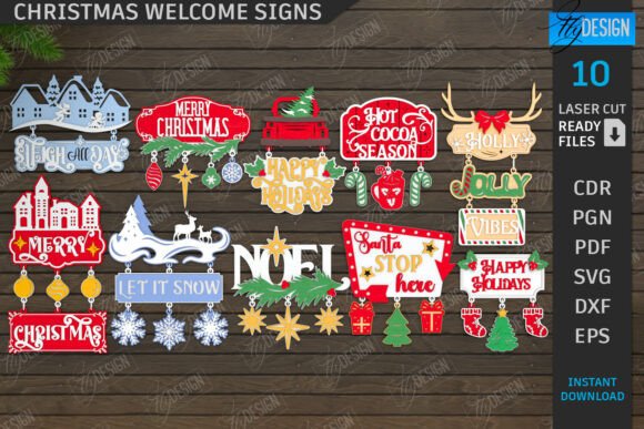 Christmas Welcome Signs Laser Cut Bundle