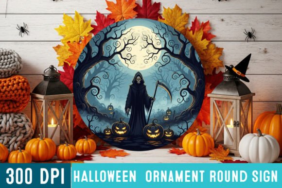 Halloween Round Sign Design PNG Review