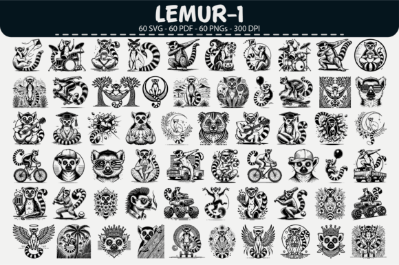 Lemur Clipart Bundle – 60 Designs