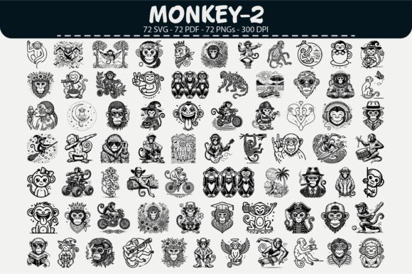 Monkey Clipart Bundle – 72 Designs