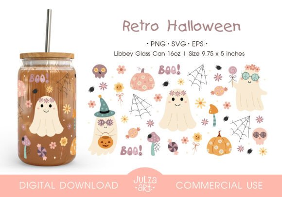 Retro Groovy Halloween 16oz Glass Can Review