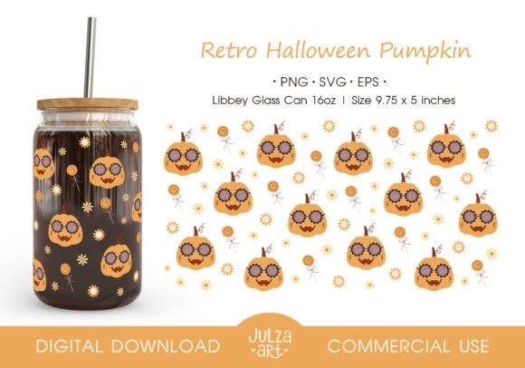 Retro Halloween Pumpkin Glass Can Wrap Review