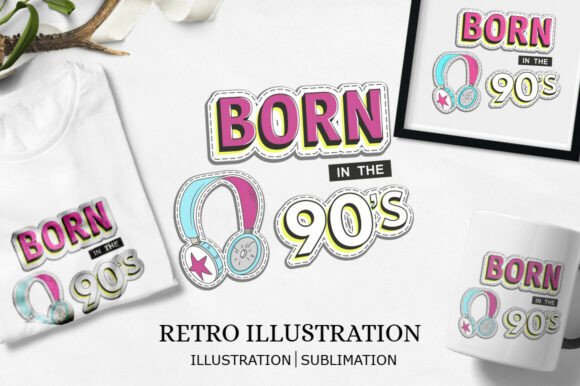 Retro Sublimation Design Born in 90 De