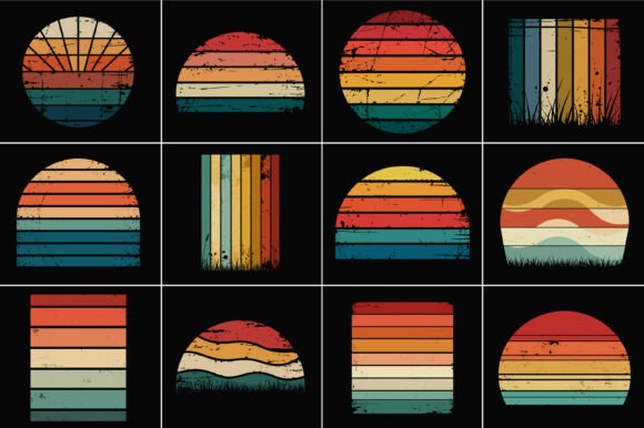 Retro Sunset Landscape Clipart Bundle Review
