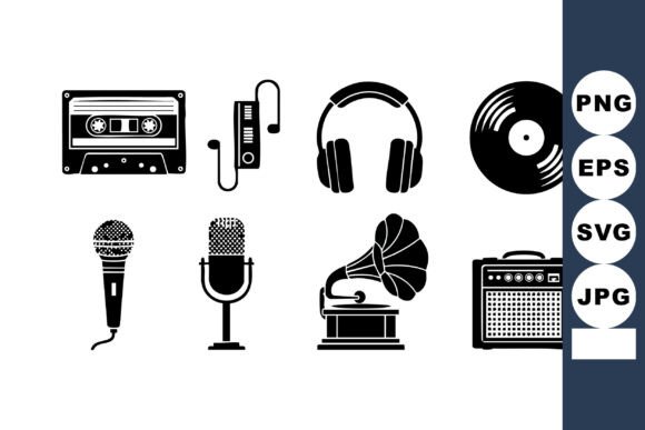 Vintage Audio Icons for Embroidery