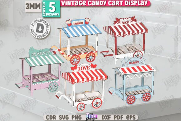 Vintage Candy Carts Laser Cut Bundle CNC