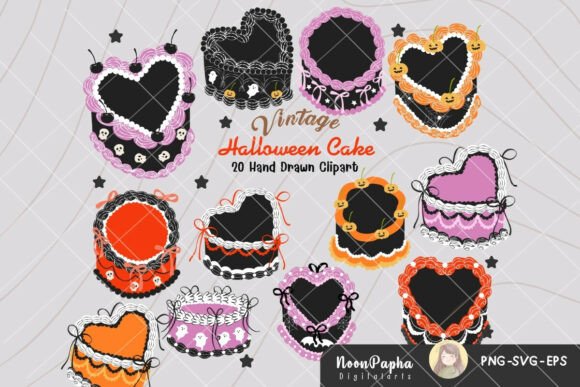 Vintage Halloween Cake Clipart PNG SVG Review