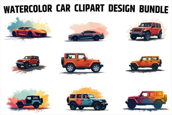 Watercolor Retro Car Clipart Pack Review